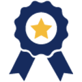 prize badge with star and ribbon